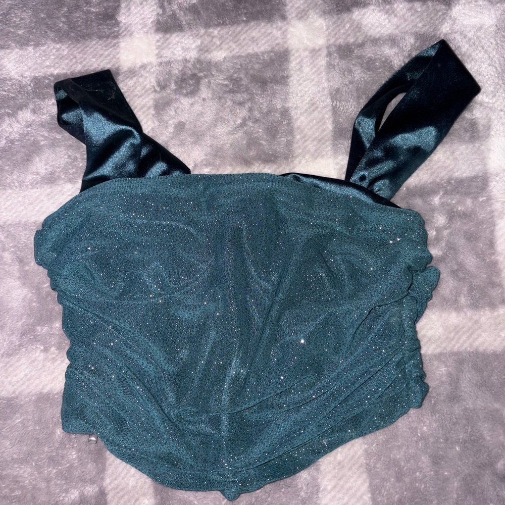 Windsor Green Sleeveless Ruched Bustier Bodysuit